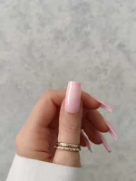 ناخن مصنوعی رنگی ساده راسا رنگ صورتی روشن فرم مربع براق