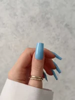 ناخن مصنوعی رنگی ساده راسا رنگ آبی پاستیلی فرم مربع براق