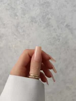 ناخن مصنوعی رنگی ساده راسا رنگ هلویی بیس نود فرم مربع براق