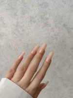 ناخن مصنوعی رنگی ساده راسا رنگ هلویی بیس نود فرم مربع براق