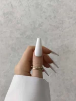 ناخن مصنوعی رنگی ساده راسا رنگ سفید گلدانی بلند مات