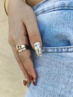 ناخن مصنوعی راسا رنگ قرمز طلایی طرح قلب و متالیک RSR1277