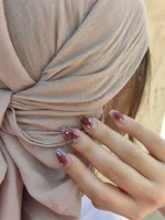 ناخن مصنوعی راسا رنگ زرشکی هلویی بیبی بومر طرح گل و پروانه RSR632