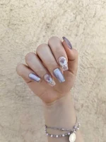 ناخن مصنوعی راسا رنگ یاسی طوسی طرح آیس و پروانه RSR1550