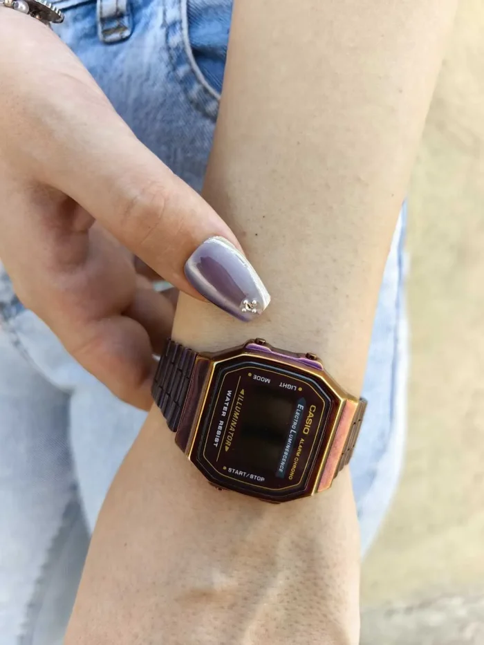 ناخن مصنوعی راسا رنگ یاسی طوسی طرح آیس و متالیک RSR1548