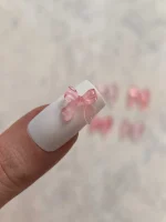 استیکر برجسته ناخن راسا طرح پاپیون صورتی شفاف رزینی