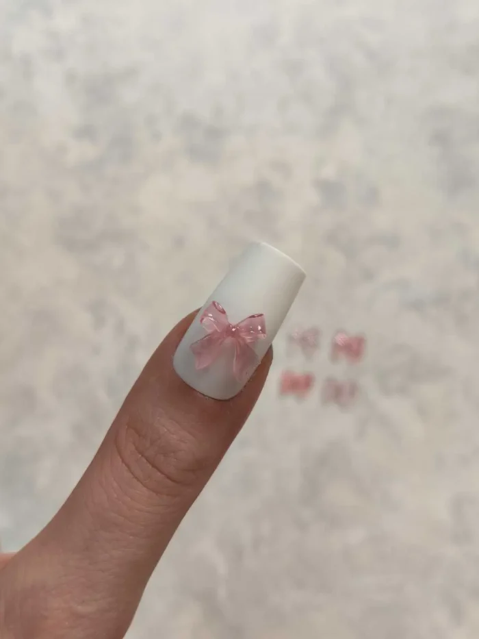 استیکر برجسته ناخن راسا طرح پاپیون صورتی شفاف رزینی