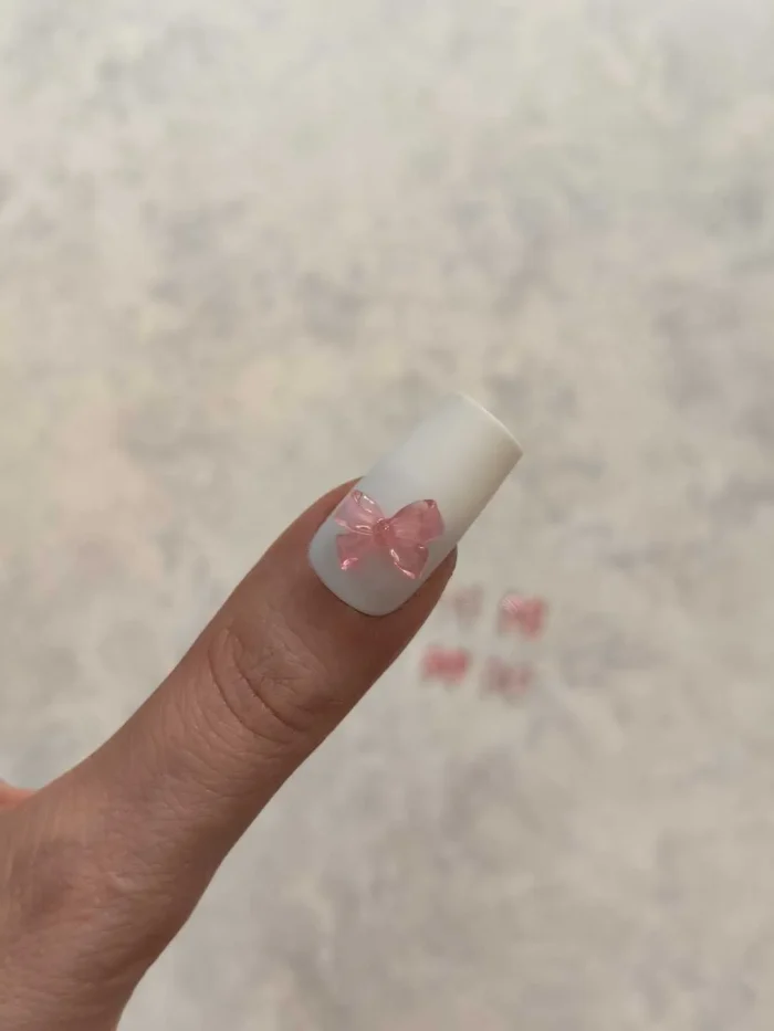 استیکر برجسته ناخن راسا طرح پاپیون صورتی شفاف رزینی