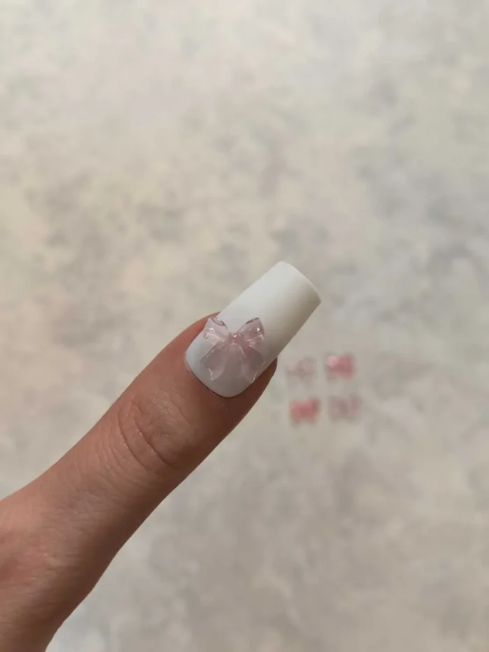 استیکر برجسته ناخن راسا طرح پاپیون صورتی شفاف رزینی