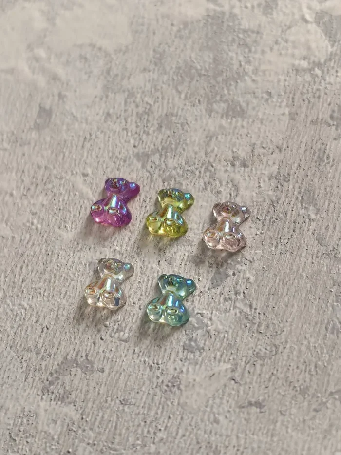 استیکر برجسته ناخن راسا طرح خرس رنگی کرومی شفاف