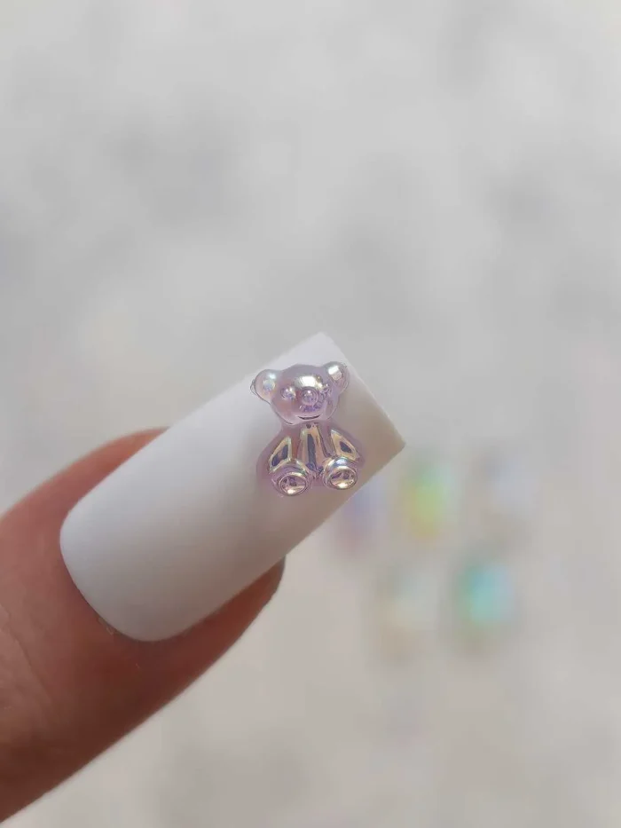 استیکر برجسته ناخن راسا طرح خرس رنگی کرومی شفاف