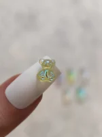 استیکر برجسته ناخن راسا طرح خرس رنگی کرومی شفاف