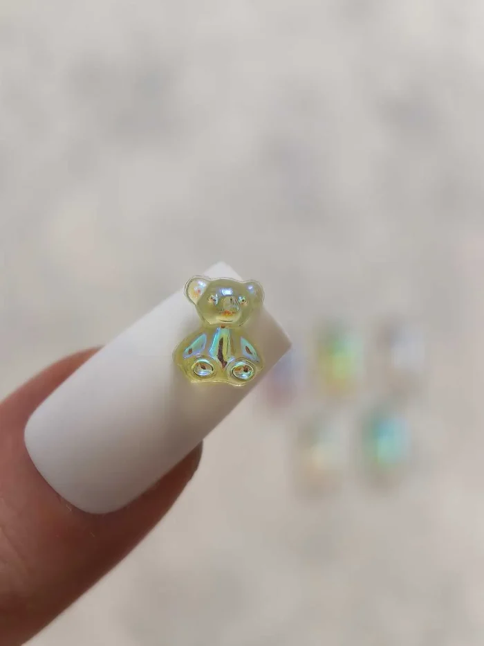 استیکر برجسته ناخن راسا طرح خرس رنگی کرومی شفاف