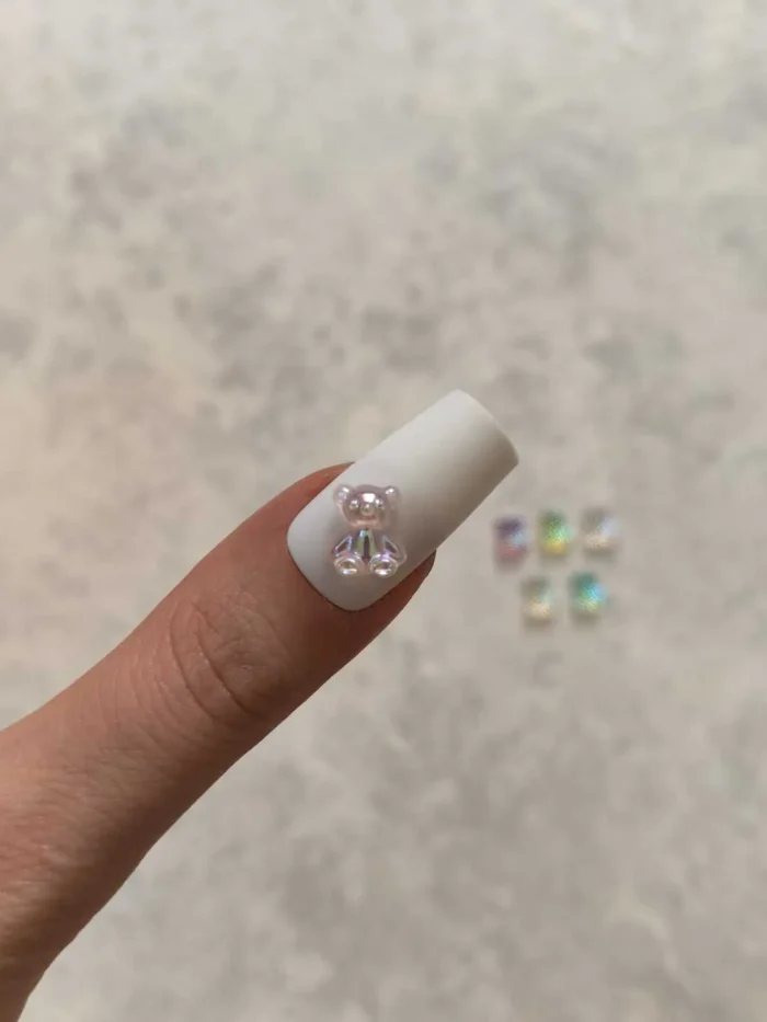 استیکر برجسته ناخن راسا طرح خرس رنگی کرومی شفاف