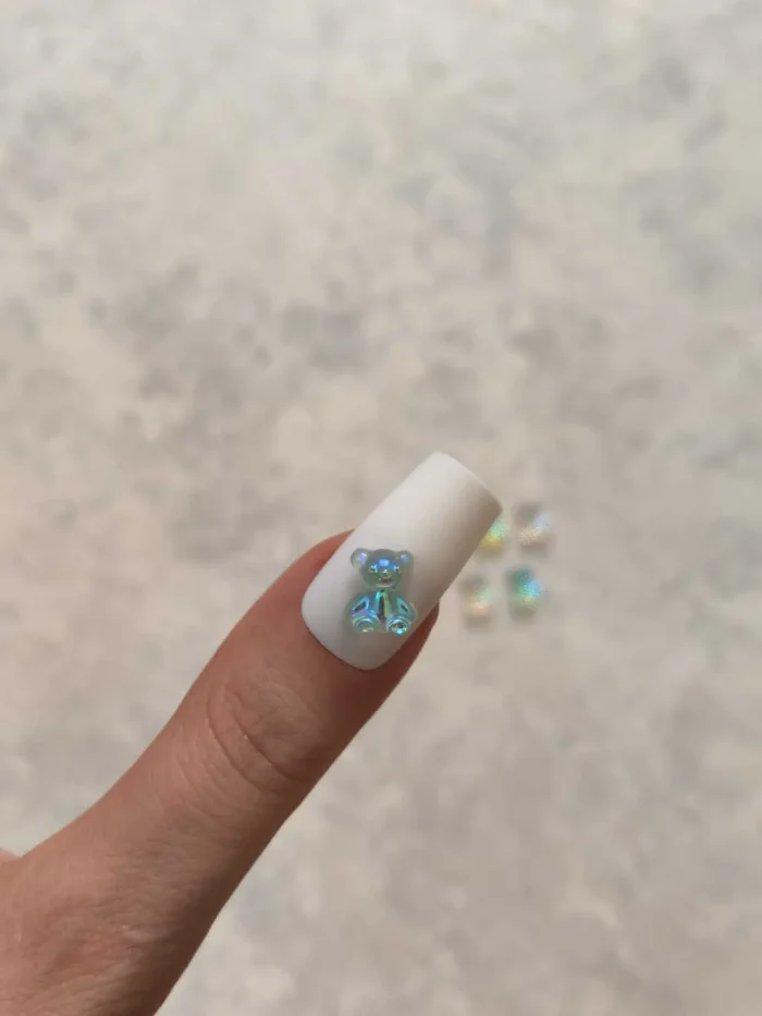 استیکر برجسته ناخن راسا طرح خرس رنگی کرومی شفاف