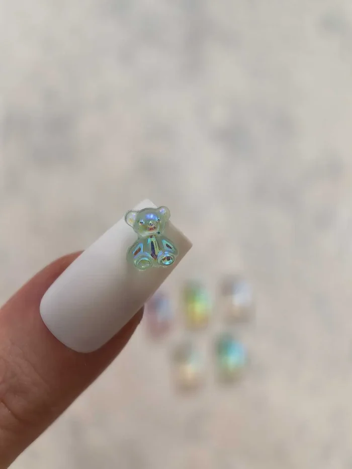 استیکر برجسته ناخن راسا طرح خرس رنگی کرومی شفاف