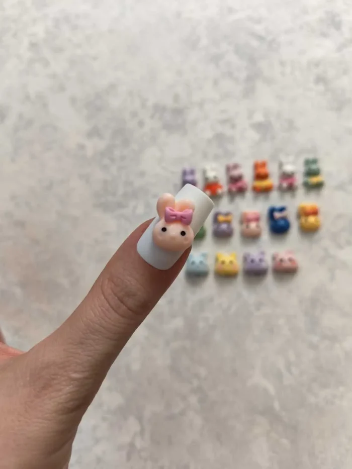 استیکر برجسته ناخن راسا طرح خرگوش رنگی سیلیکونی مات