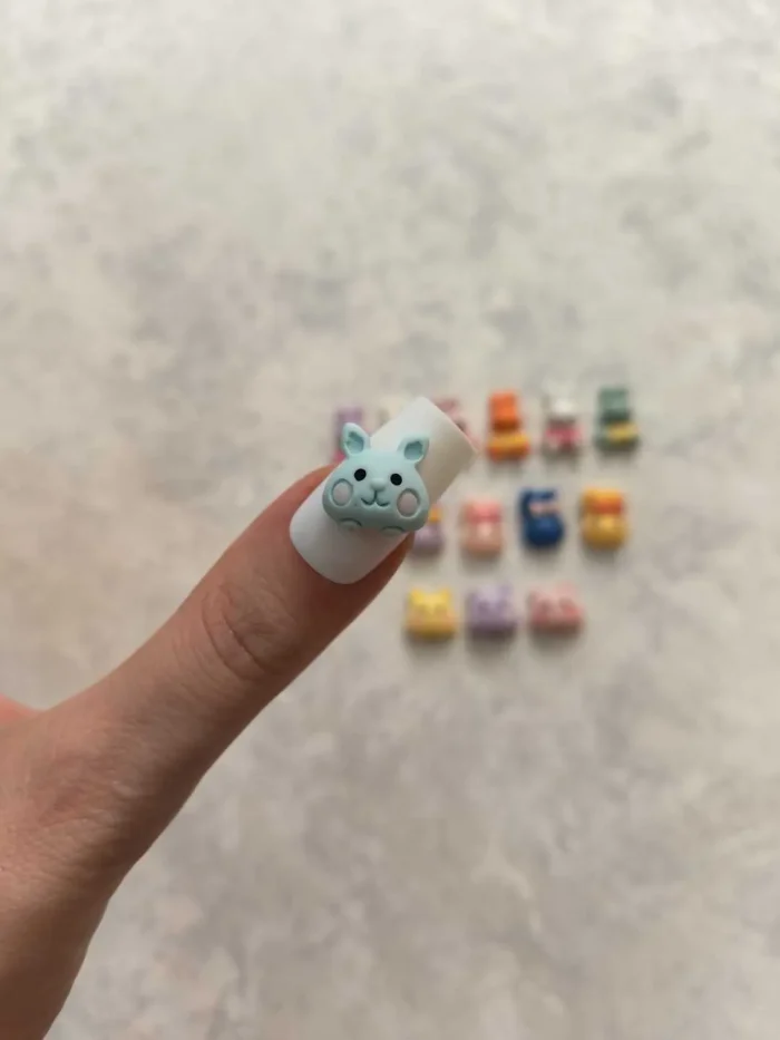 استیکر برجسته ناخن راسا طرح خرگوش رنگی سیلیکونی مات