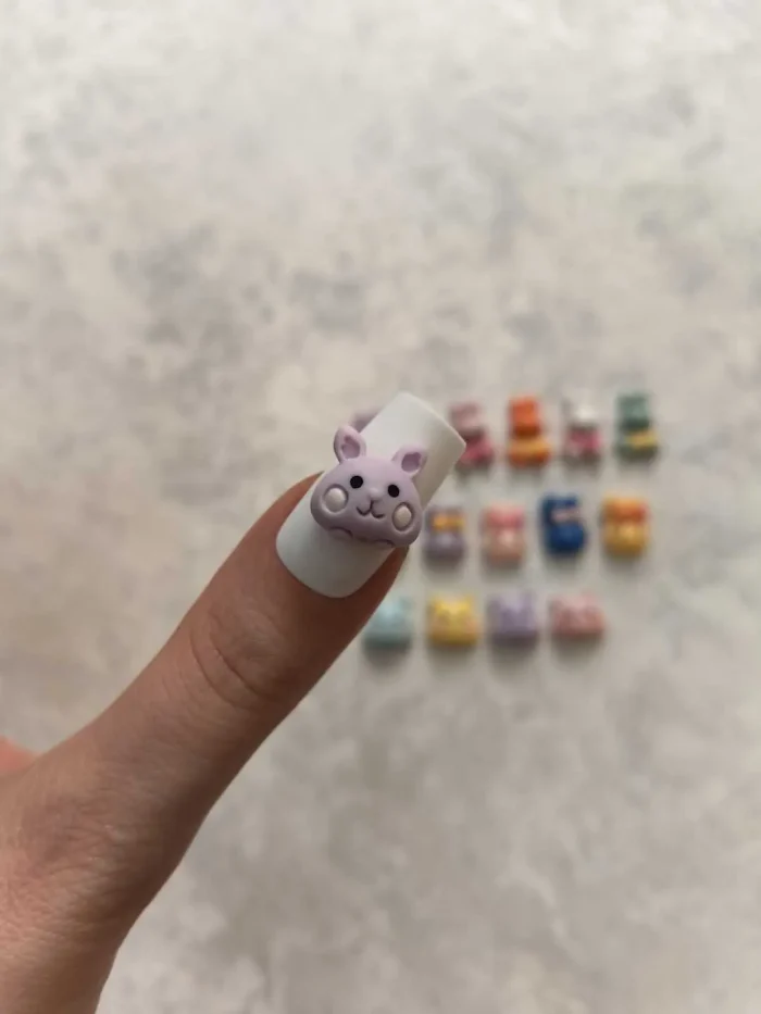 استیکر برجسته ناخن راسا طرح خرگوش رنگی سیلیکونی مات