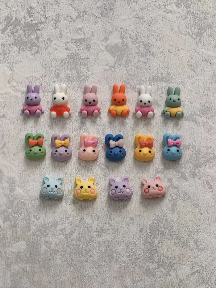 استیکر برجسته ناخن راسا طرح خرگوش رنگی سیلیکونی مات