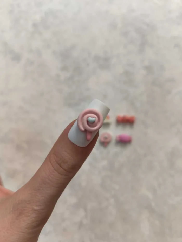 استیکر برجسته ناخن راسا طرح شکلات کندی صورتی سیلیکونی مات