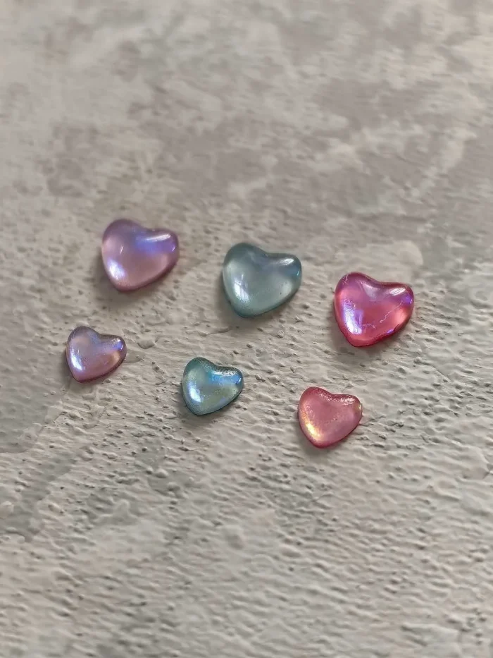 استیکر برجسته ناخن راسا طرح قلب رنگی کرومی