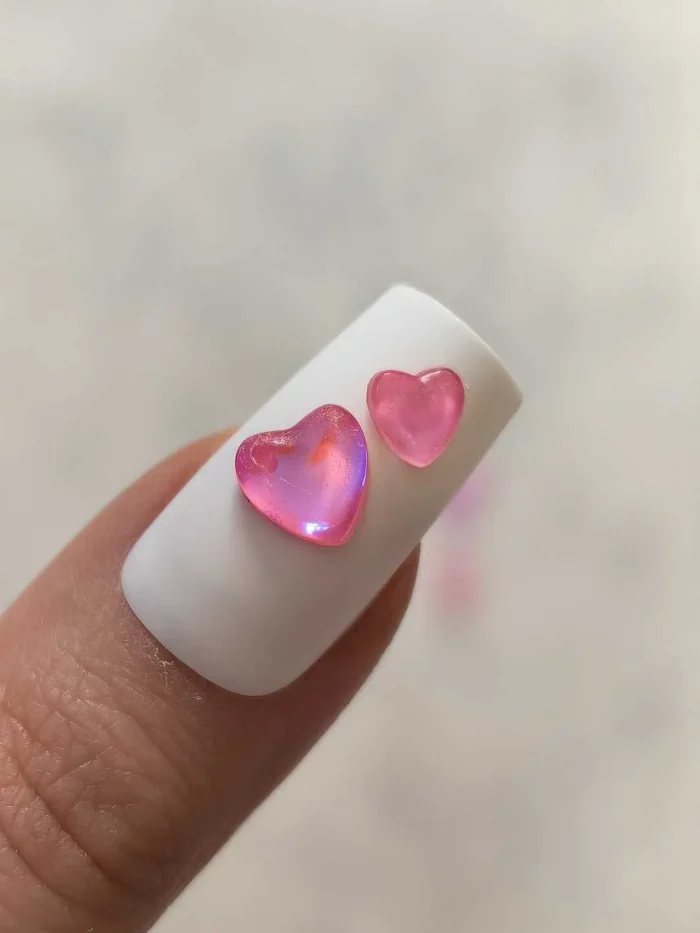 استیکر برجسته ناخن راسا طرح قلب رنگی کرومی
