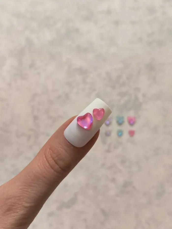 استیکر برجسته ناخن راسا طرح قلب رنگی کرومی