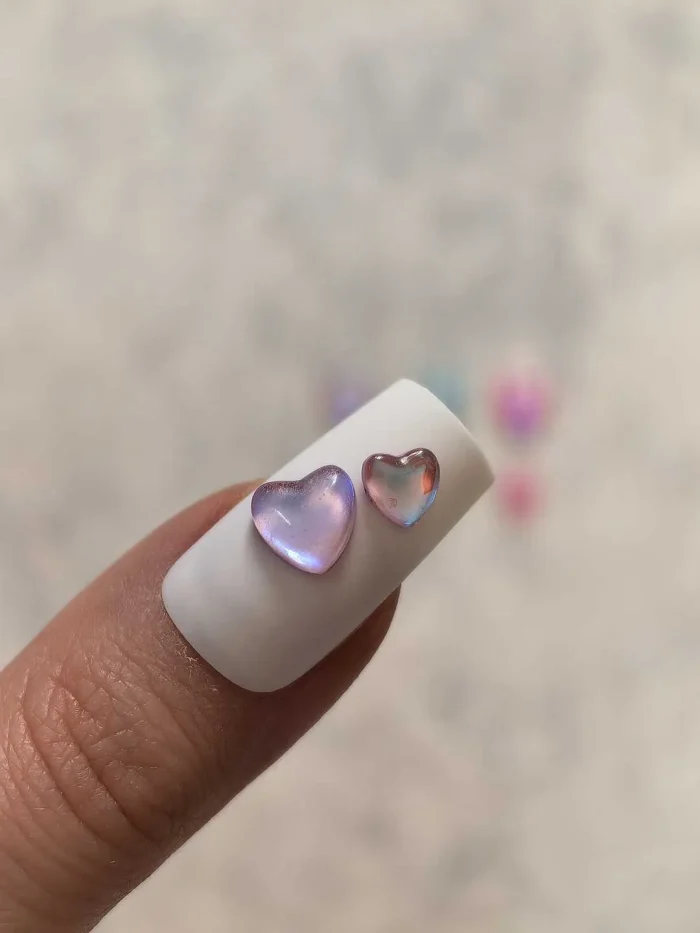 استیکر برجسته ناخن راسا طرح قلب رنگی کرومی