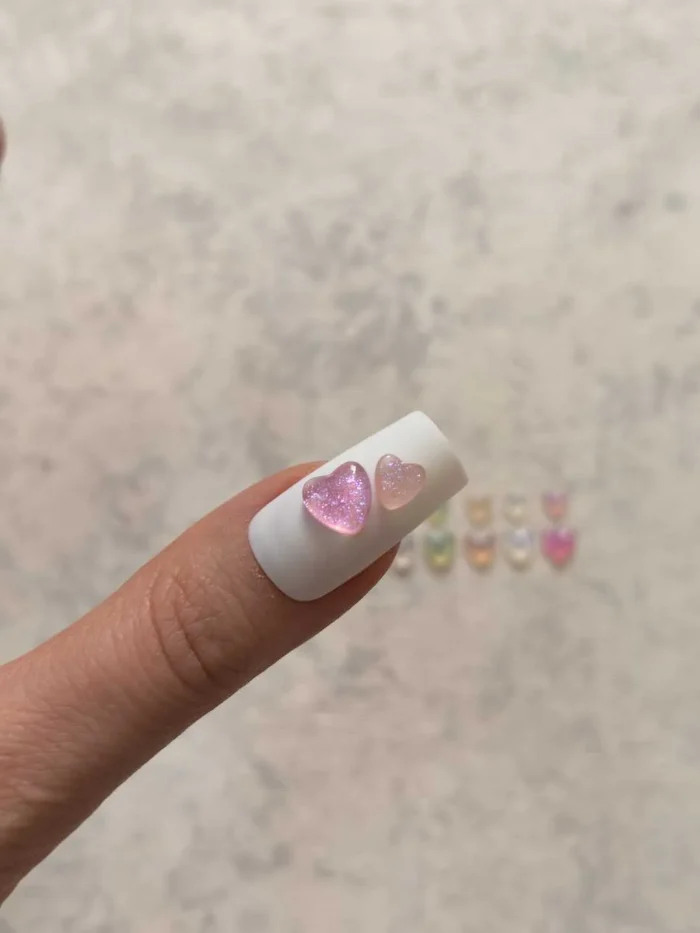 استیکر برجسته ناخن راسا طرح قلب رنگی کرومی شفاف