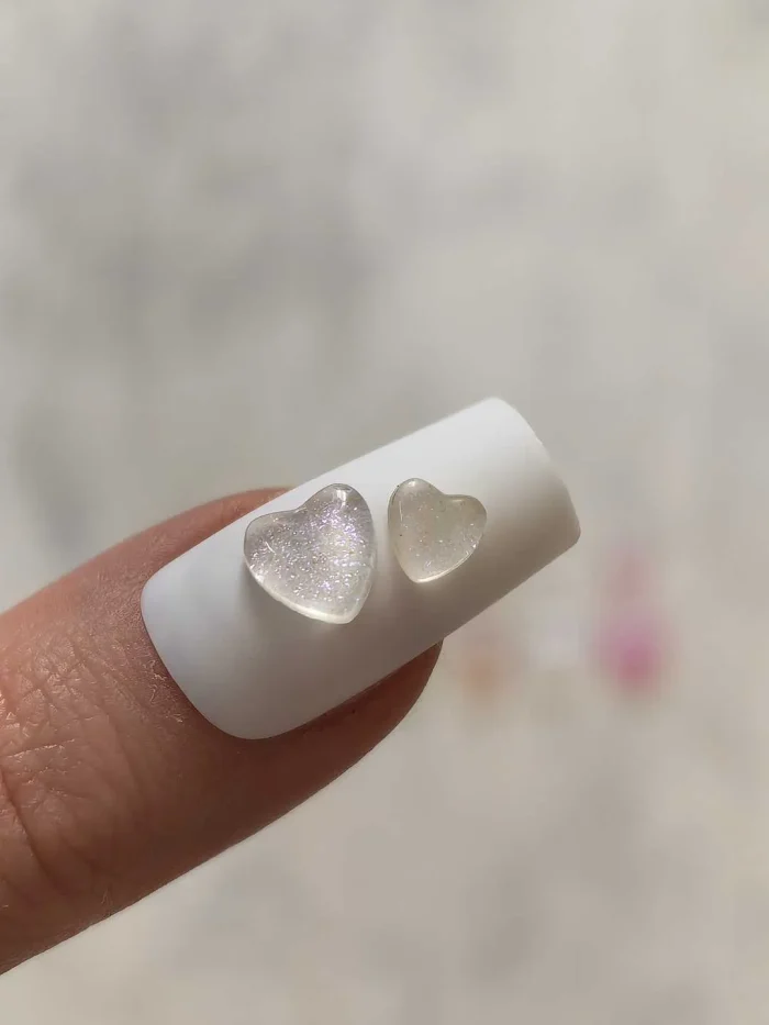 استیکر برجسته ناخن راسا طرح قلب رنگی کرومی شفاف