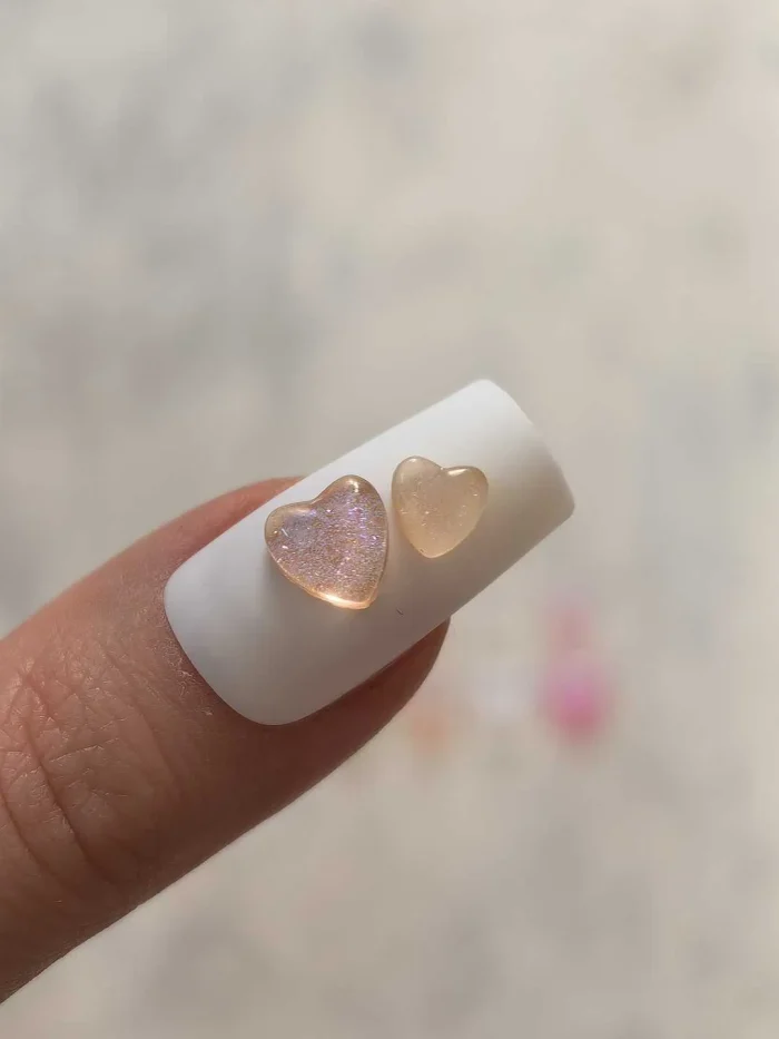 استیکر برجسته ناخن راسا طرح قلب رنگی کرومی شفاف