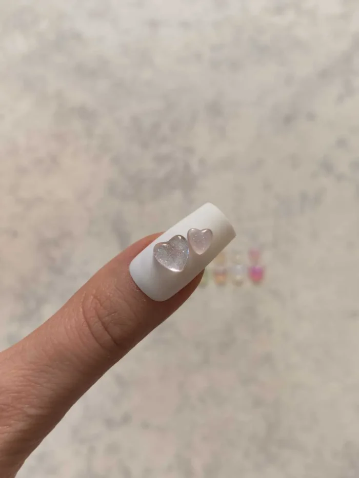 استیکر برجسته ناخن راسا طرح قلب رنگی کرومی شفاف