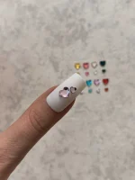 استیکر برجسته ناخن راسا طرح قلب کریستالی رنگی