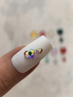 استیکر برجسته ناخن راسا طرح قلب کریستالی رنگی