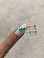 استیکر برجسته ناخن راسا طرح قلب کریستالی رنگی