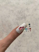 استیکر برجسته ناخن راسا طرح قلب کریستالی رنگی