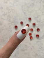 استیکر برجسته ناخن راسا طرح دایره کریستالی قرمز