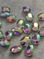 استیکر برجسته ناخن راسا طرح بیضی کریستالی هفت رنگ بزرگ