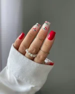 ناخن مصنوعی راسا طرح آلبالو رنگ قرمز فرم مربع