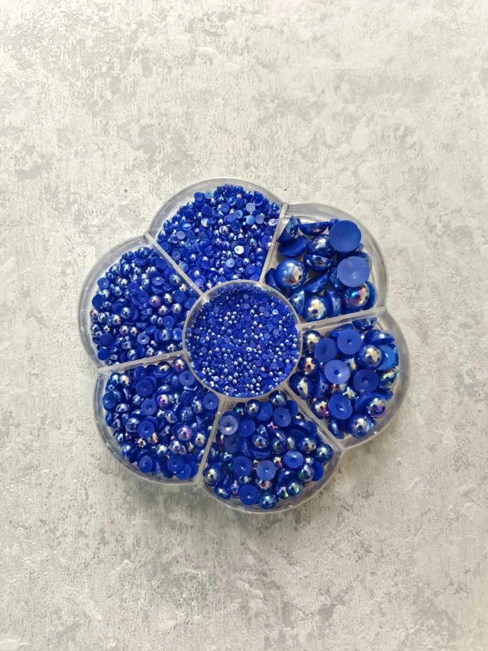 استیکر برجسته ناخن راسا طرح نگین آبی بسته 7 عددی