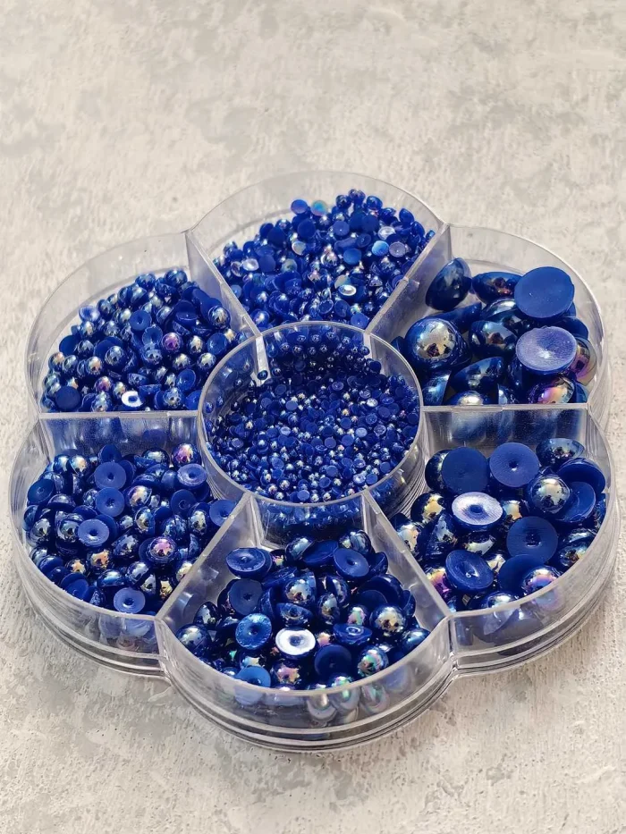 استیکر برجسته ناخن راسا طرح نگین آبی بسته 7 عددی