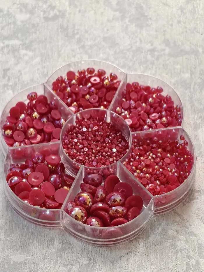 استیکر برجسته ناخن راسا طرح نگین قرمز بسته 7 عددی