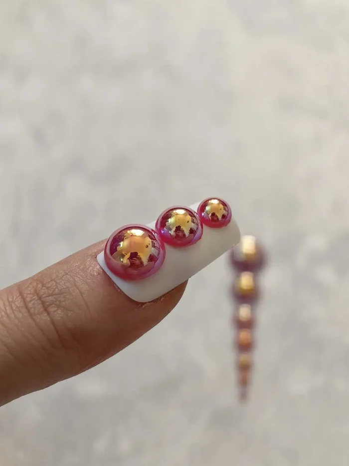 استیکر برجسته ناخن راسا طرح نگین قرمز بسته 7 عددی