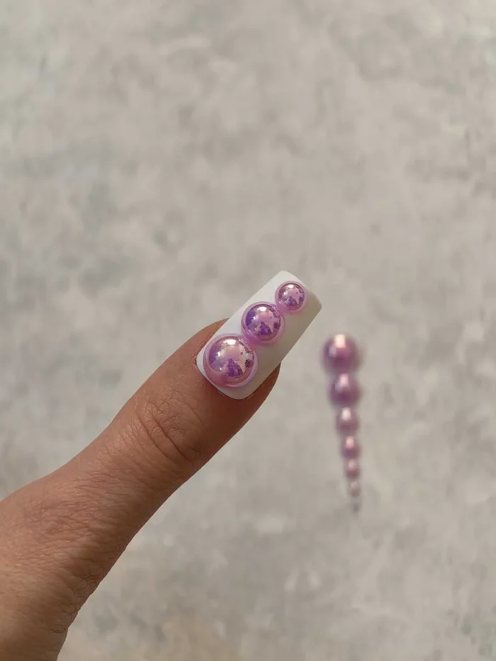 استیکر برجسته ناخن راسا طرح نگین بنفش بسته 7 عددی