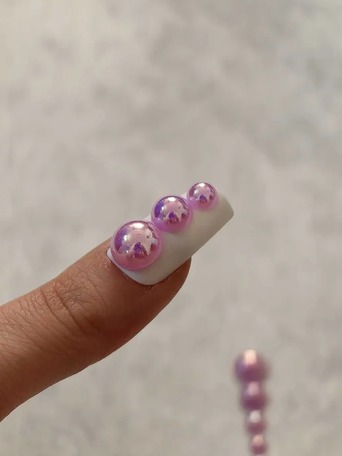 استیکر برجسته ناخن راسا طرح نگین بنفش بسته 7 عددی