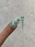 استیکر برجسته ناخن راسا طرح نگین سبز بسته 7 عددی