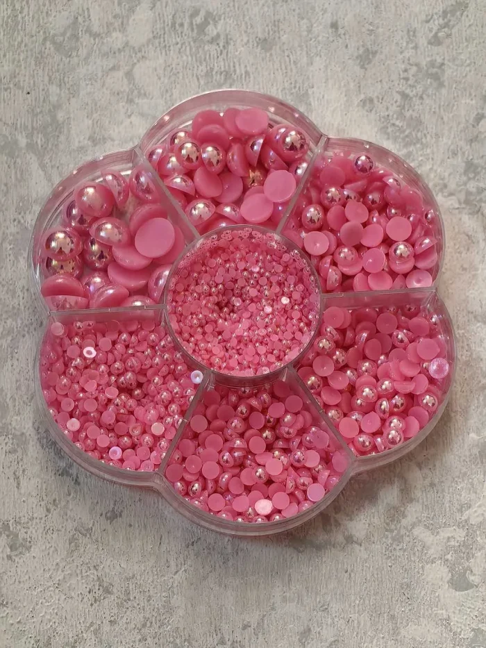 استیکر برجسته ناخن راسا طرح نگین صورتی بسته 7 عددی