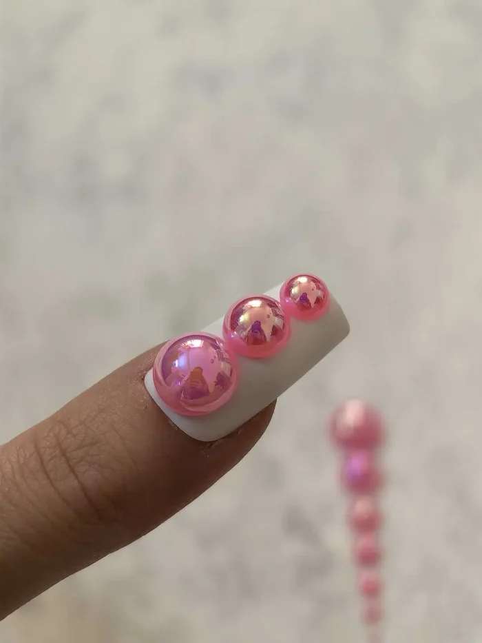 استیکر برجسته ناخن راسا طرح نگین صورتی بسته 7 عددی