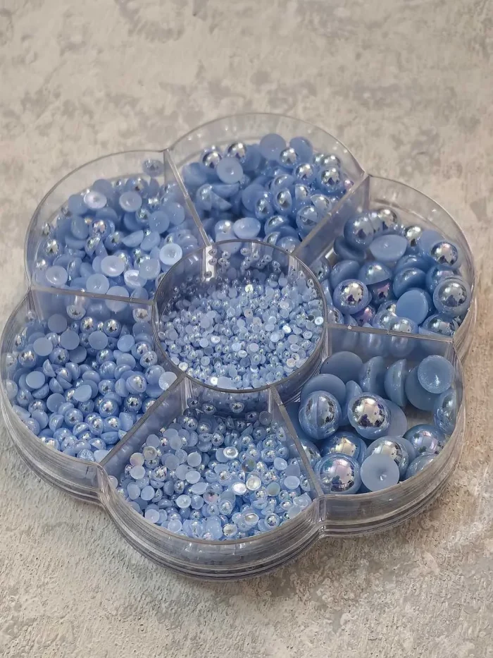 استیکر برجسته ناخن راسا طرح نگین آبی بسته 7 عددی